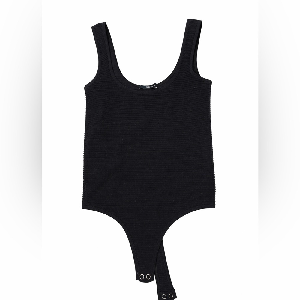 Forever 21  Black Ribbed Scoop Neck Bodysuit